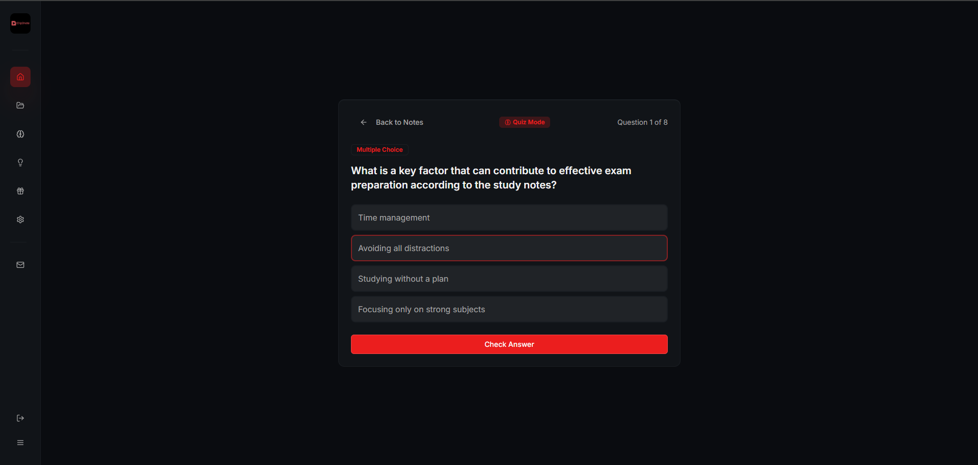 Quiz yourself on your notes with Clip2Note